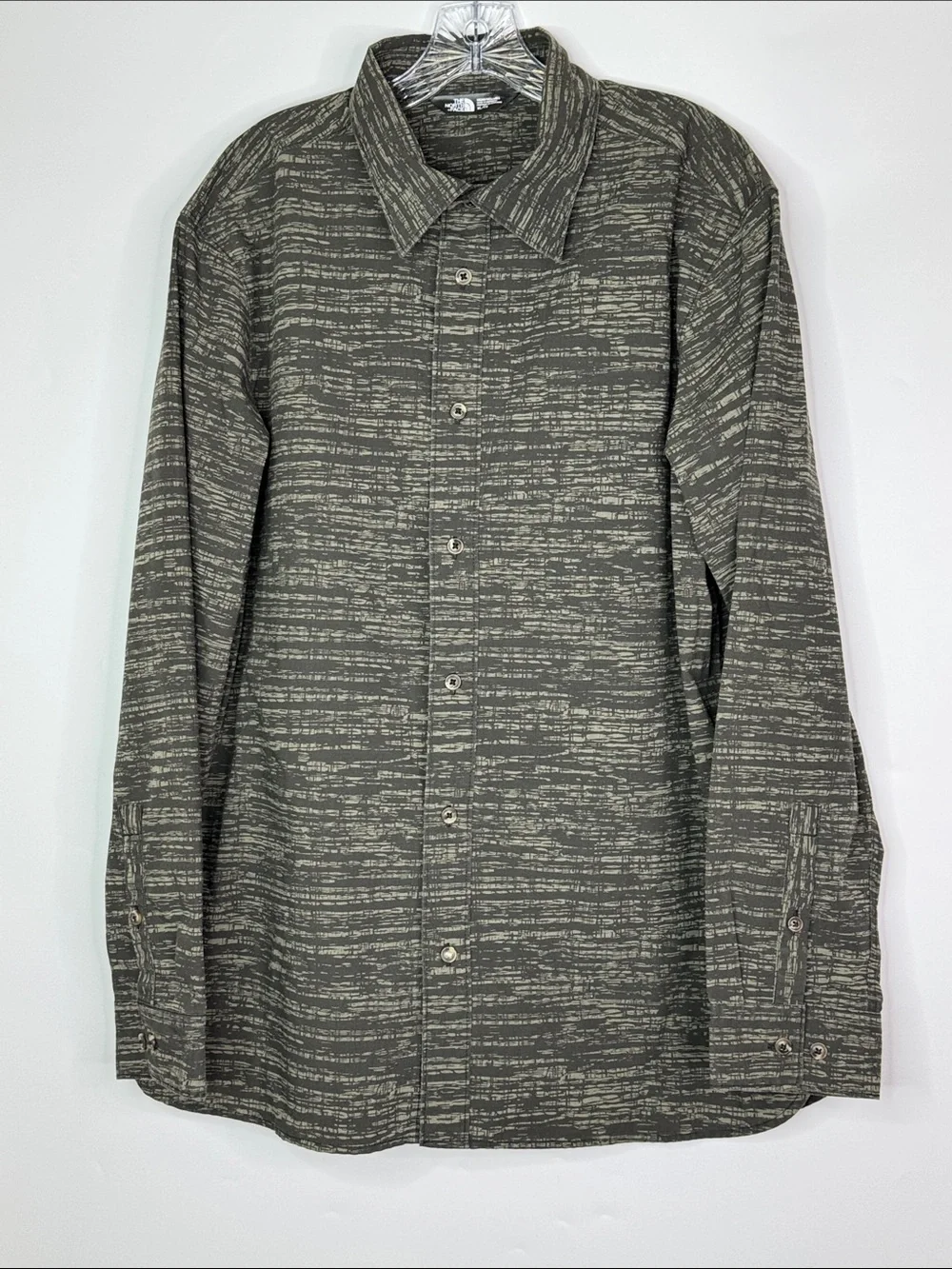 The North FaceGray Black Abstract Print Long Sleeve Button Up Shirt Size XL